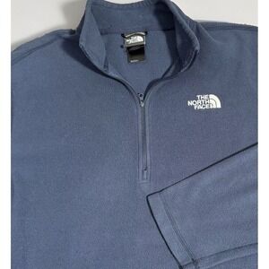 The North Face Men's 1/4 Zip Fleece Large Pullover Top Navy Blue Long Sleeve